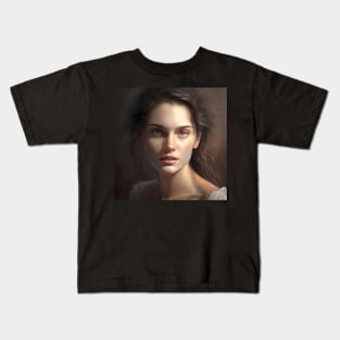 French Woman Portrait Kids T-Shirt